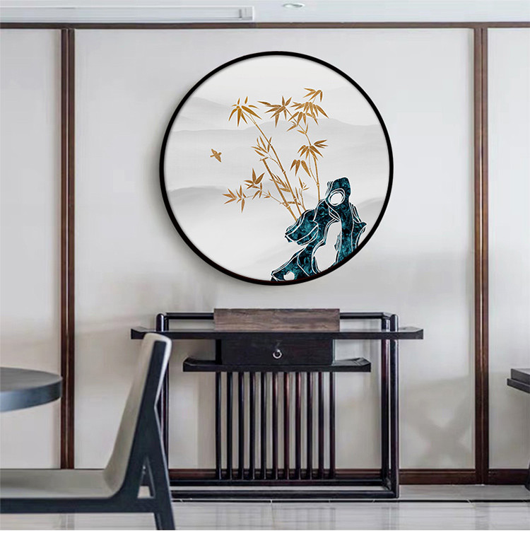 梅兰竹菊挂画新中式装饰画圆形中国风客厅茶室玄关墙面禅意床头
