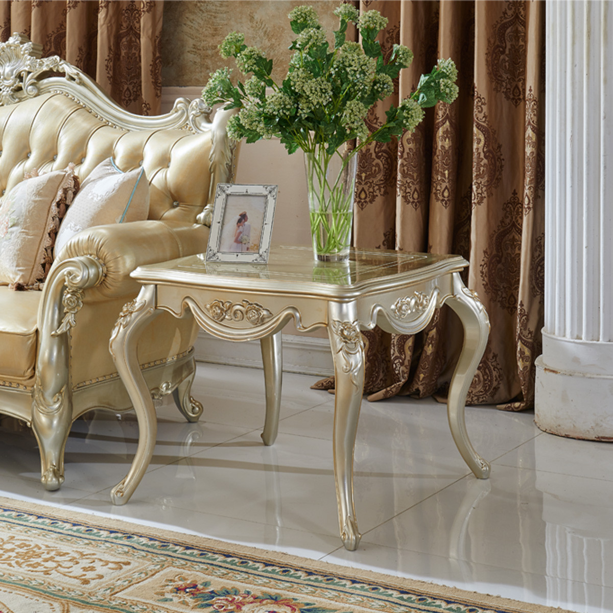 梵可可高档欧式角几方几家具 新古典边几法式实木沙发角几电话几