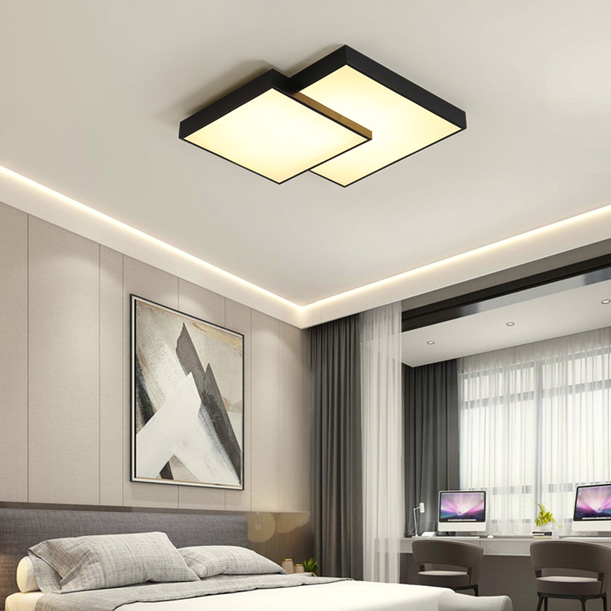 led吸顶灯客厅灯饰正方形大气卧室灯浪漫温馨艺术房间灯具