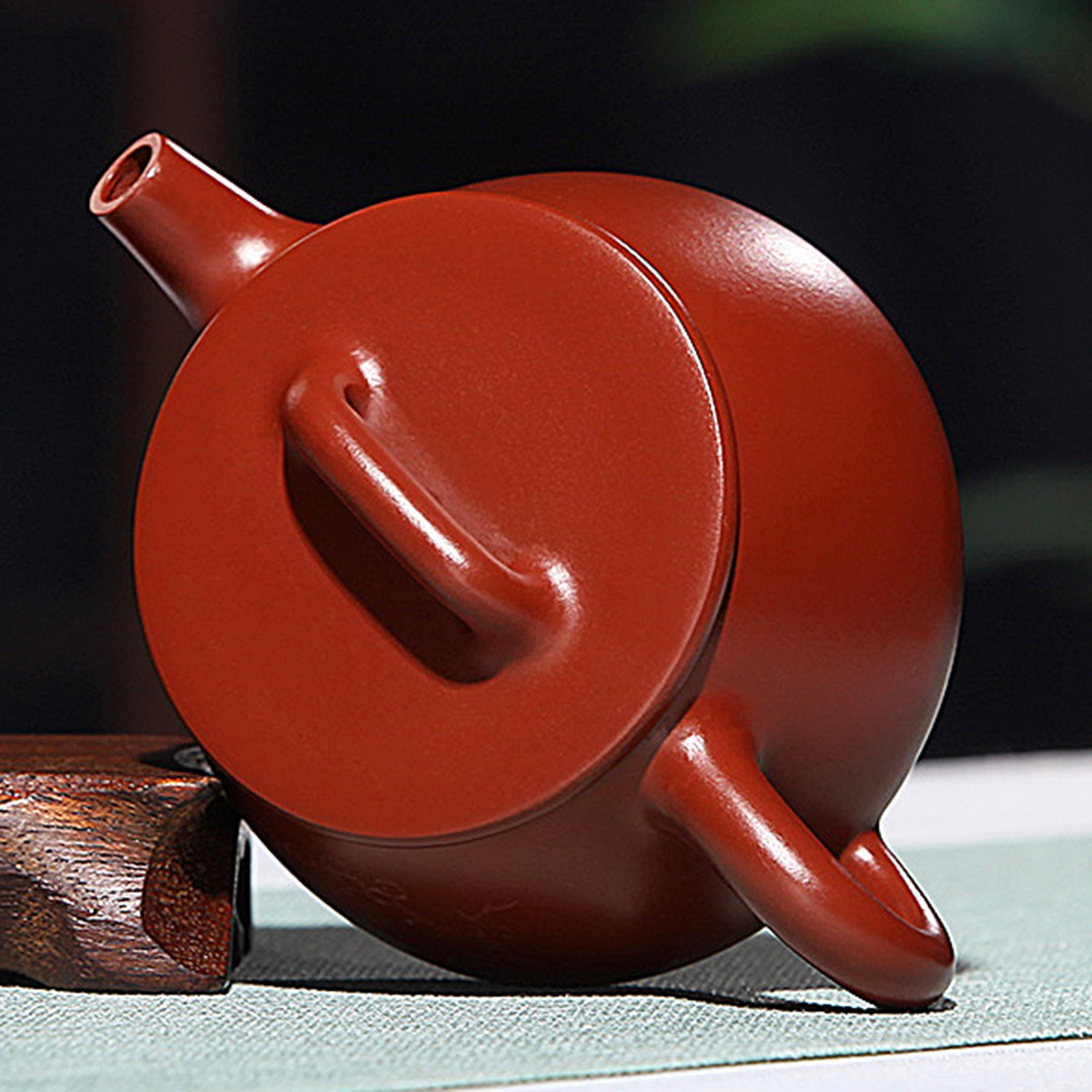 国工方艳玲大红袍泥宽口石瓢刻梅紫砂壶220ml 宜兴纯手工功夫茶具紫砂