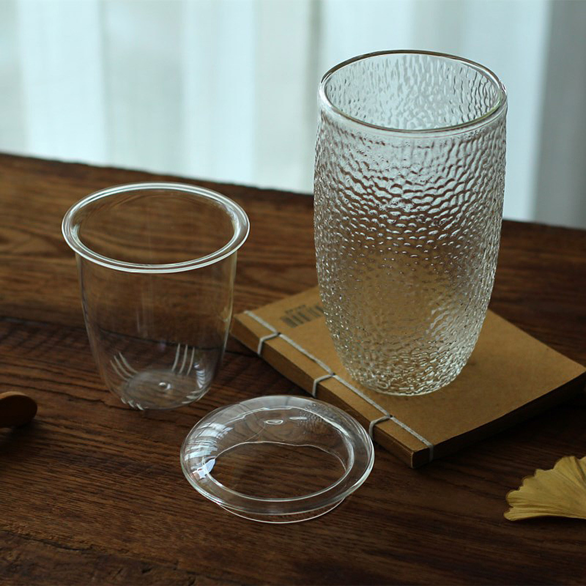 双层耐热锤纹玻璃泡茶杯茶具 花茶红茶绿茶隔热过滤玻璃快客杯