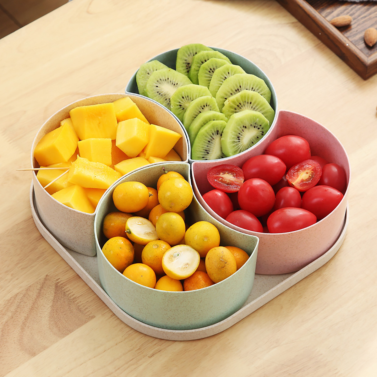 创意家用分格糖果盒带盖干果盘水果盘客厅茶几瓜子盒零食盘