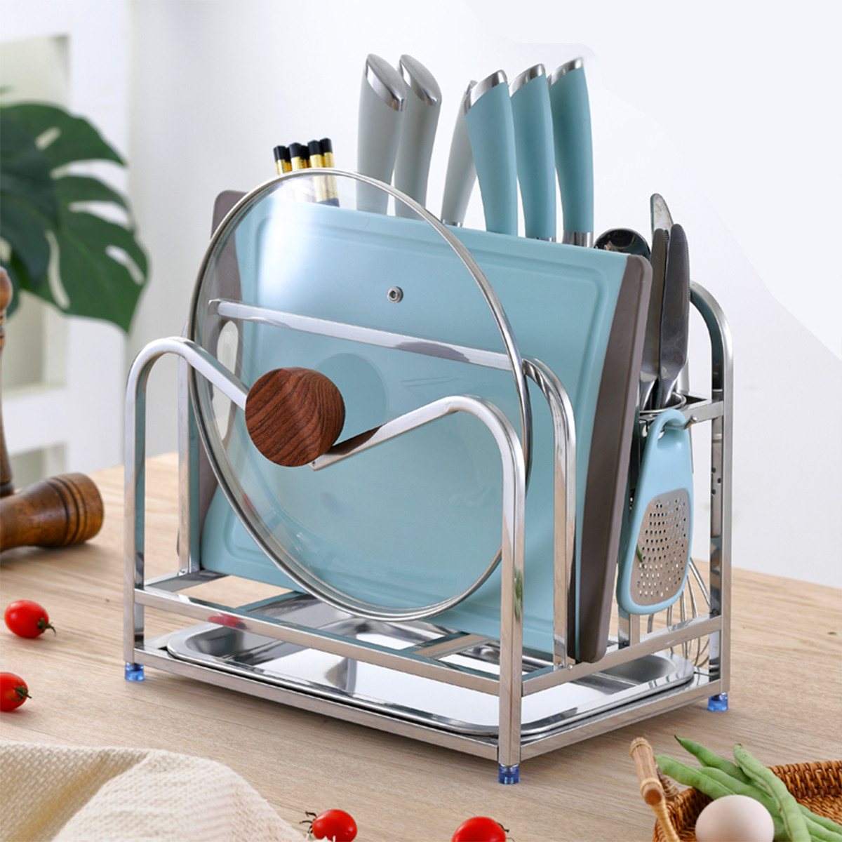 美厨厨房置物架 不锈钢刀架砧板架锅盖架带挂钩mcd023c