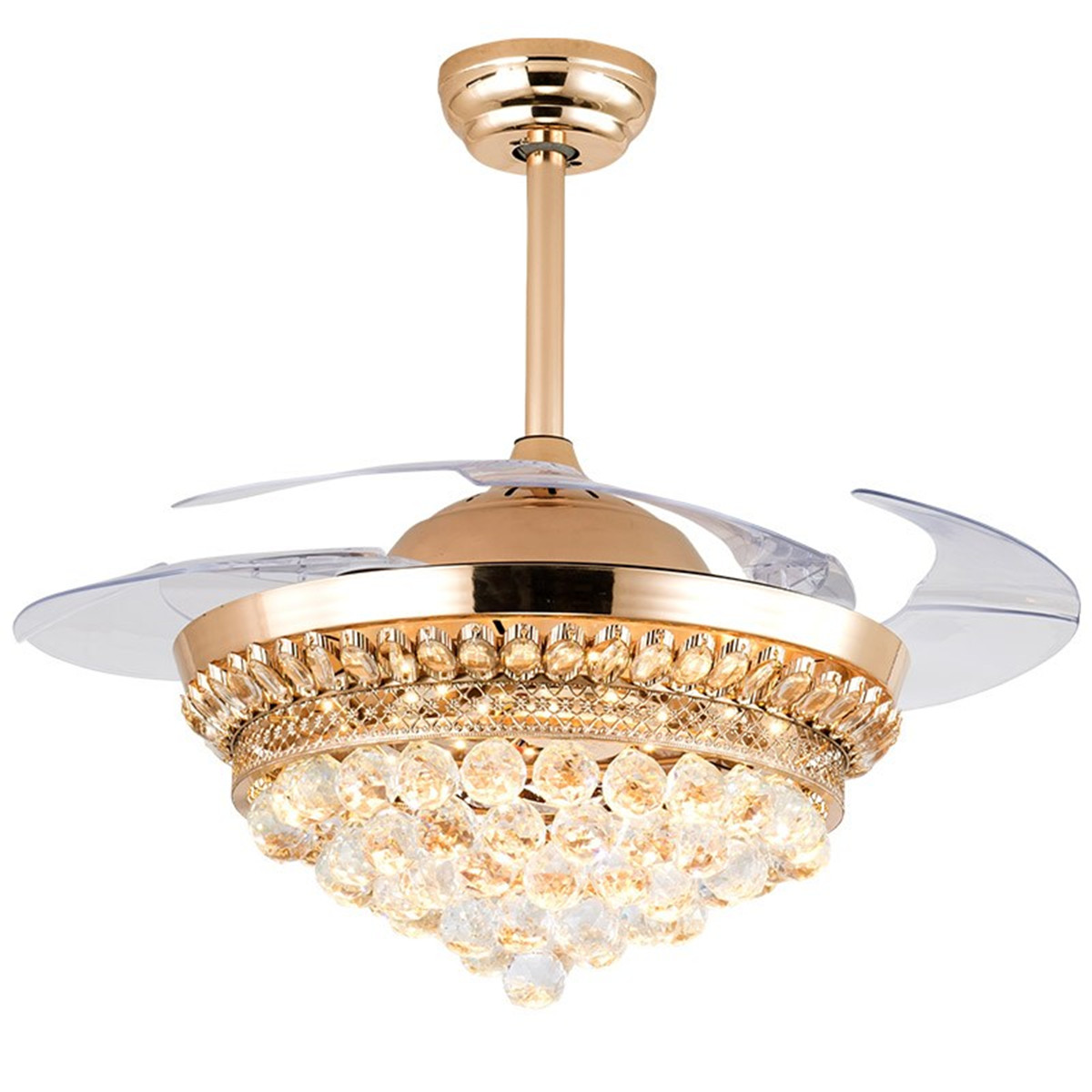 隐形风扇灯吊扇灯餐厅卧室客厅家用水晶灯电风扇吊灯具遥控变频