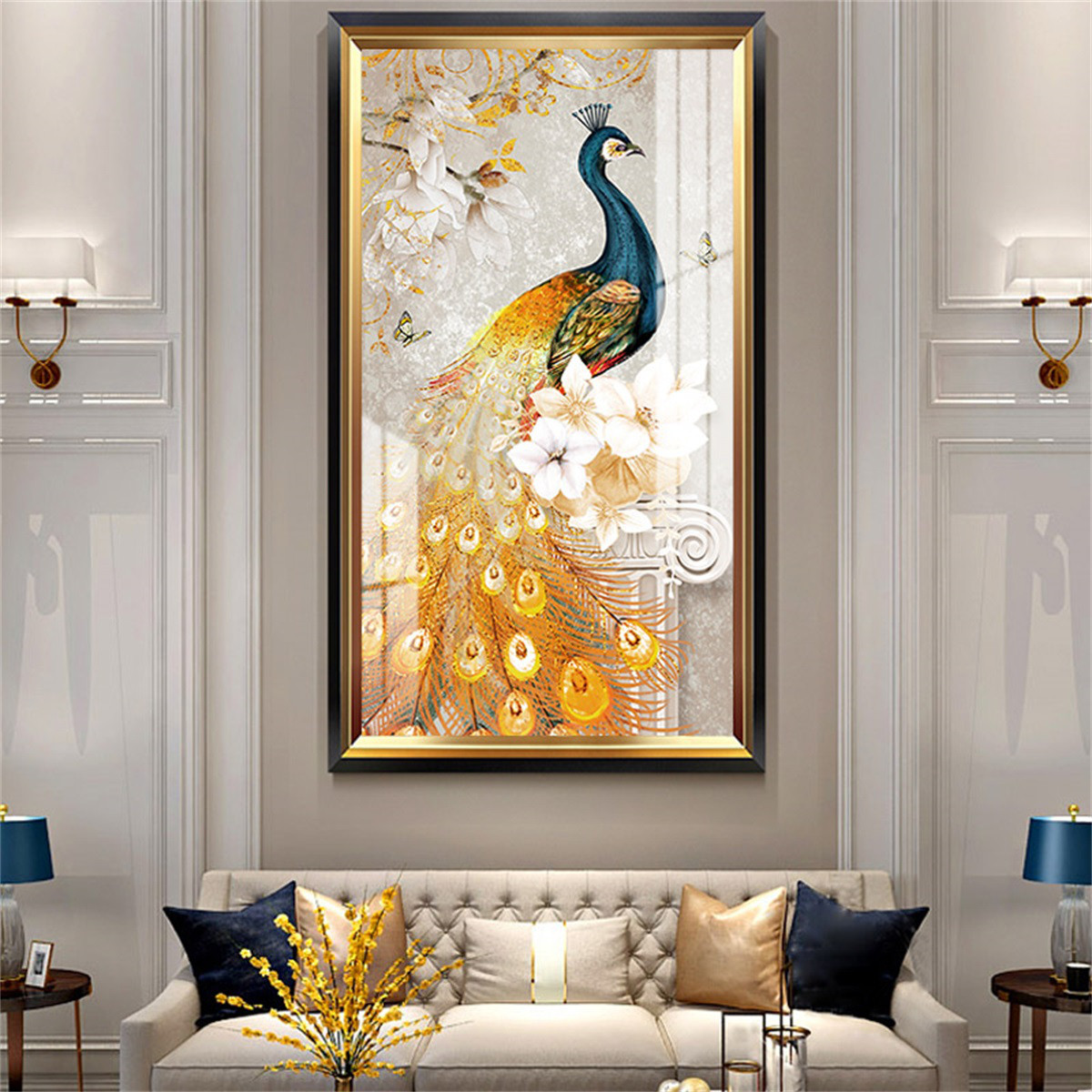 进门玄关装饰画现代简约入户长条挂画入门招财风水背景墙走廊壁画