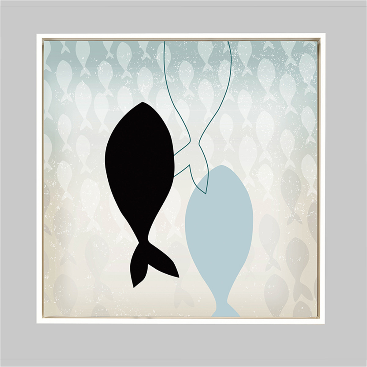 迪川北欧简约鱼群客厅装饰画卧室床头挂画走廊组合壁画