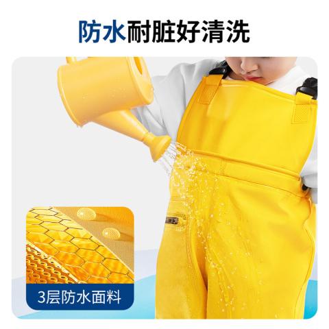 迪士尼 儿童玩水连体衣背带下水裤正品幼儿园涉水赶海钓鱼装备全身防水服 图片 3