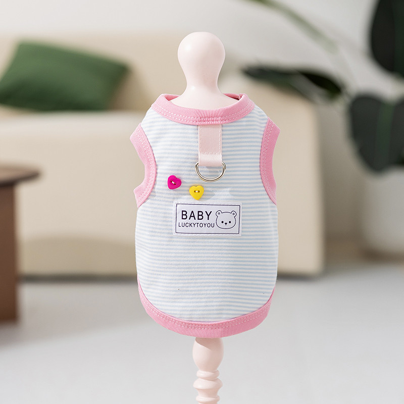嬉皮狗 条纹背心新款比熊衣服泰迪宠物小型犬春装博美小狗狗薄款春季