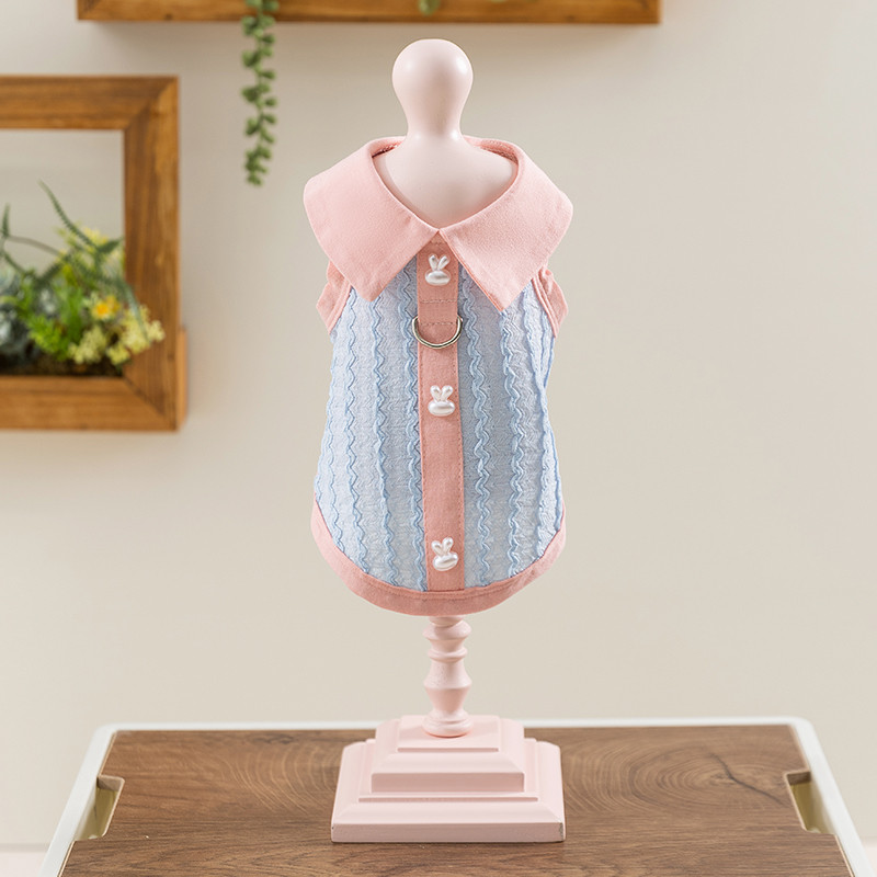嬉皮狗 狗狗衣服提花针织polo领可牵引泰迪比熊小型幼犬夏季宠物薄款背心