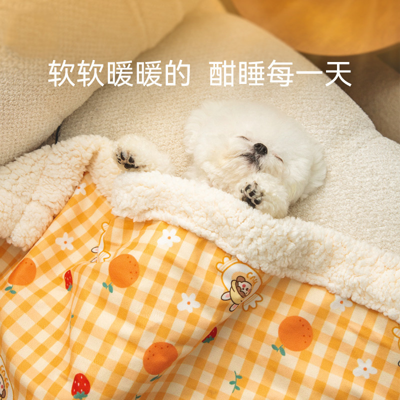 嬉皮狗 秋冬季卡通满印宠物毛毯加厚保暖狗狗猫咪被子睡毯泰迪布偶窝垫子