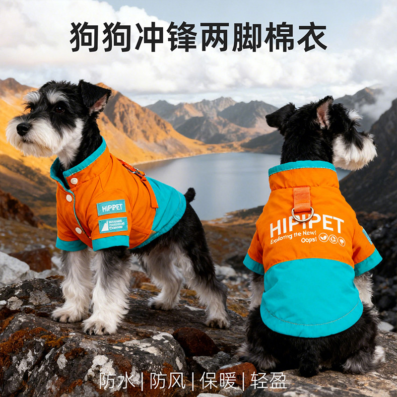 嬉皮狗 秋冬天小狗狗冲锋衣比熊雪纳瑞宠物小型幼犬户外防水防脏衣服冬季