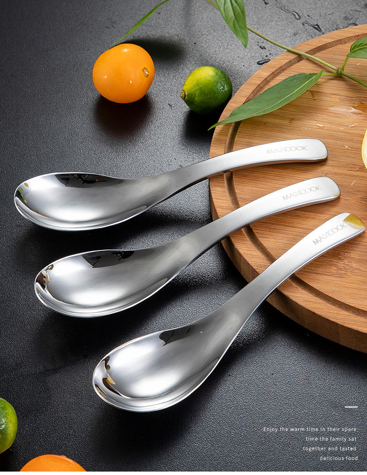 【加宽4cm勺子三件套】加厚304不锈钢勺子饭勺餐勺调羹汤匙餐具