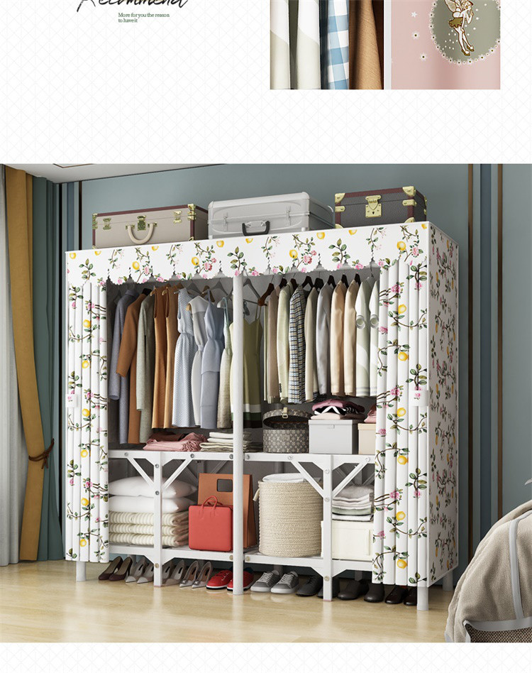 儿童布衣柜子折叠式简易衣柜家用简约衣橱钢管加固粗免安装整理柜