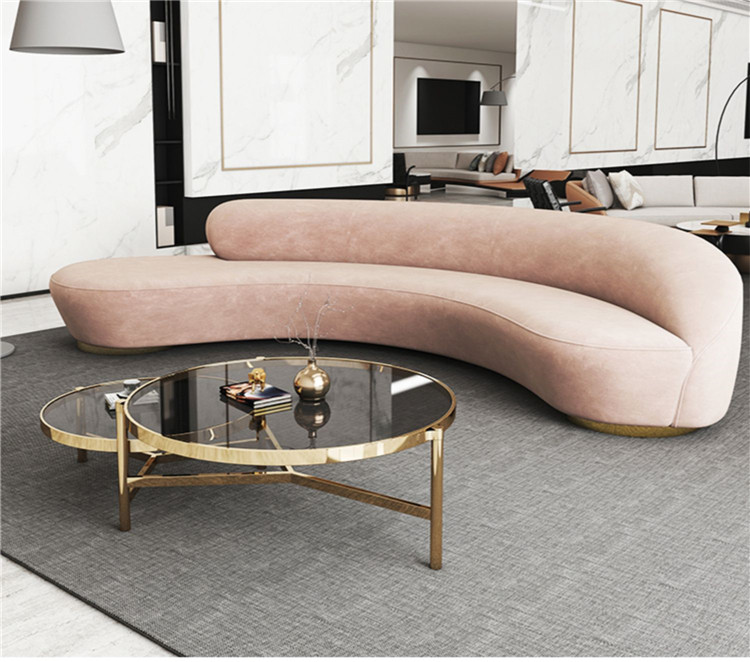 北欧弧形沙发轻奢现代简约圆弧沙发转角异形网红酒店大厅创意沙发