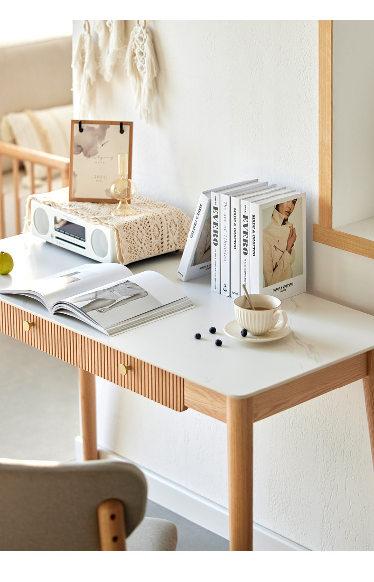 【现货】岩板书桌实木写字台北欧轻奢现代书房橡木学习桌子a1162