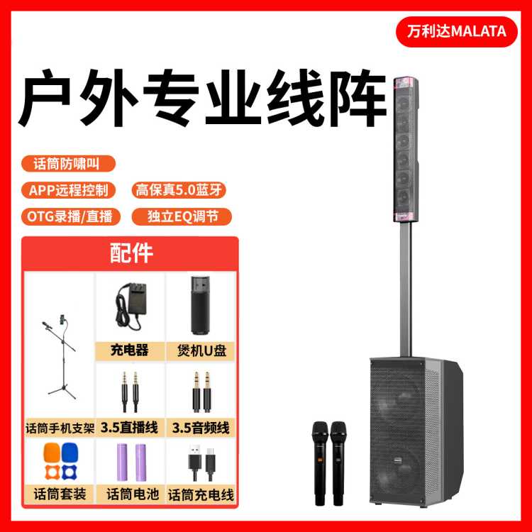 万利达 9751家庭KTV大功率k歌内置专业直播声卡功放户外舞台广场舞线阵