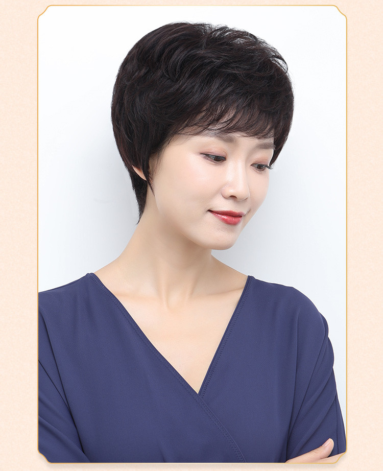 假发女短发真发送妈妈短卷发型中老年假发全头套自然逼真真人发丝