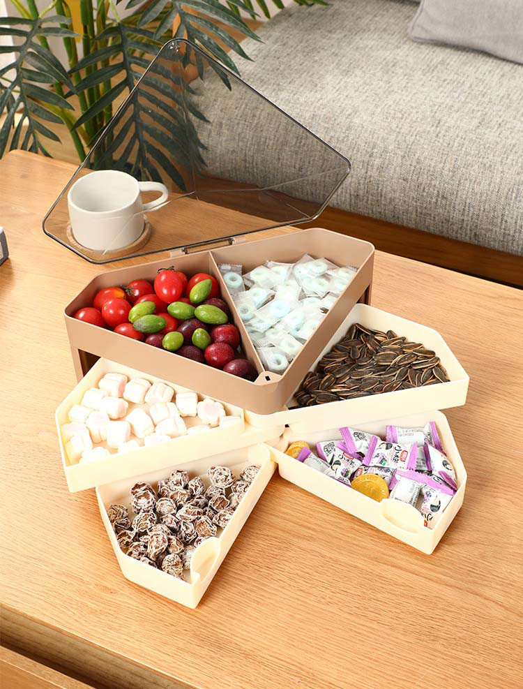 多层分格干果零食塑料收纳盒 家用多层分格糖果干果零食盒