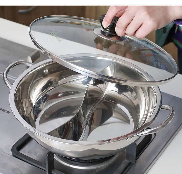 鸳鸯锅火锅盆电磁炉燃气灶锅家用不锈钢火锅火锅汤锅一体火锅盆