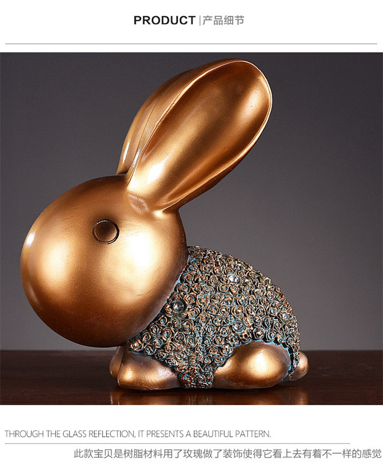 创意可爱兔子情侣摆件家居客厅玄关酒柜电视柜摆设抽象房间装饰品