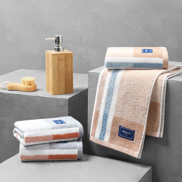 洁丽雅 长绒棉纯棉成人大毛巾全棉时尚条纹洗脸巾不易掉毛吸水加厚