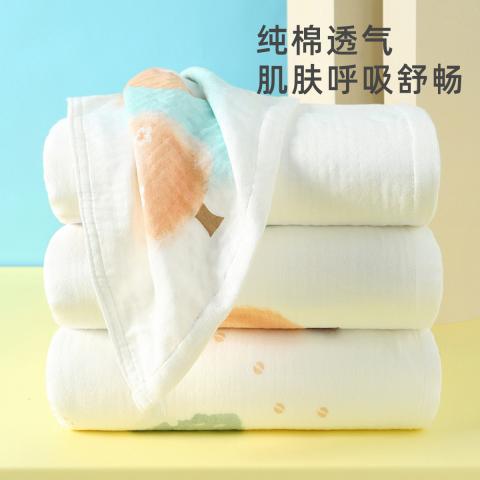 洁丽雅 1条装纯棉儿童纱布浴巾宝宝家用柔软吸水婴儿包被精梳棉纱布浴巾 图片 4