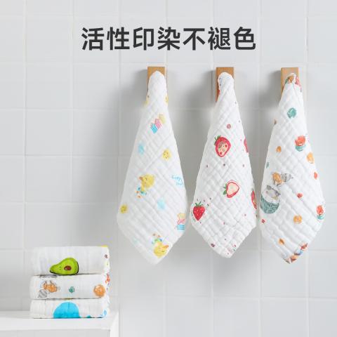 洁丽雅 【5条】婴儿纯棉六层纱布口水巾宝宝毛巾洗脸巾多用小方巾 图片 3