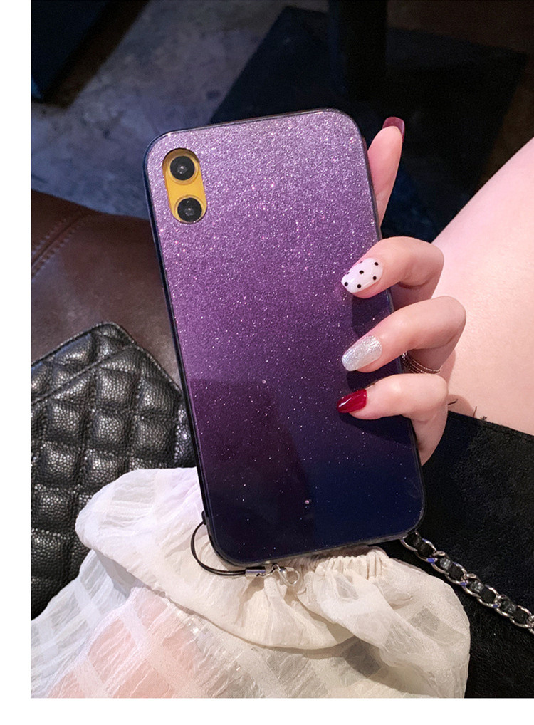 适用于毛绒苹果12手机壳11紫色iphonexr玻璃8plus防摔7p闪粉xsm