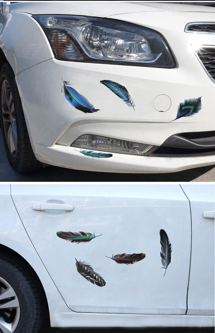 汽车贴纸装饰划痕遮挡创意个性车贴3d立体贴羽毛改装车门身尾反光