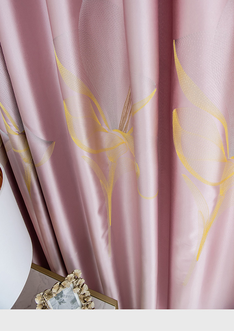 新中式贡锦缎3d绣花遮光窗帘客厅卧室阳台轻奢遮阳窗帘