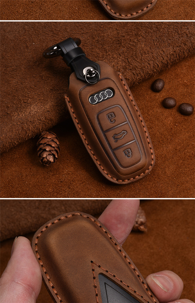 2021新款奥迪a6l钥匙套包壳扣改装车真皮时尚疯马皮钥匙套适用于