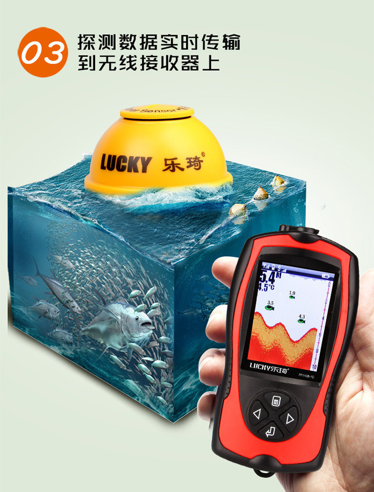 乐琦水下摄像探鱼器可视高清钓鱼船用无线声纳找鱼器浑水手机筏钓
