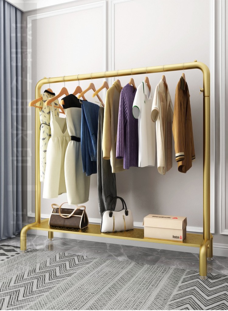 轻奢落地挂衣架卧室北欧衣帽架简约多功能衣服收纳架单杆式晾衣架
