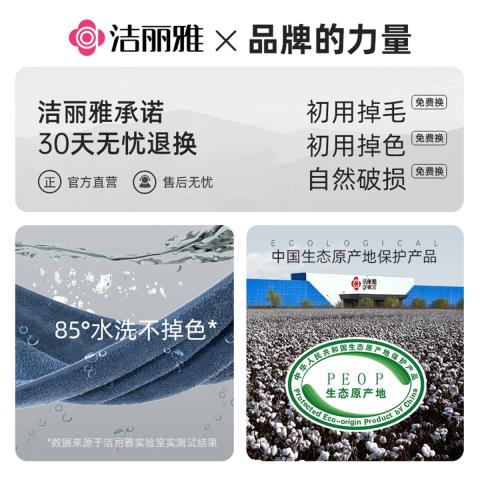 洁丽雅 【100%纯棉】儿童熊猫毛巾全棉卡通洗脸巾童趣小方巾柔软吸水面巾 图片 7