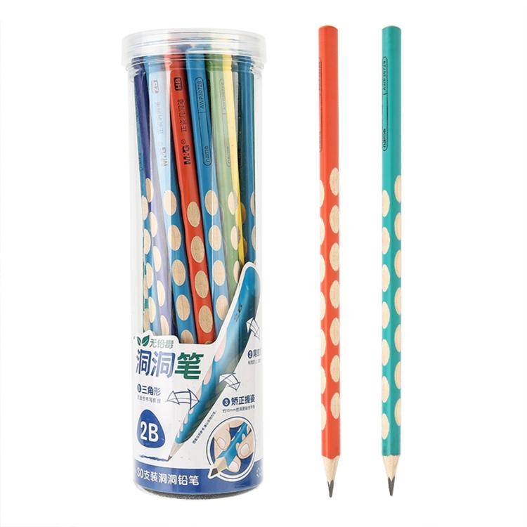 晨光 正姿洞洞铅笔小学生专用无毒HB三角杆矫正握姿书写字幼儿园2B铅笔