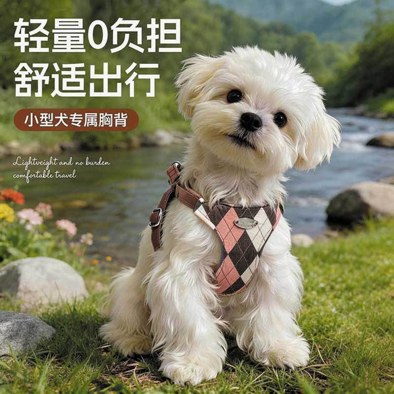 MIKI PET 小狗狗牵引绳背心式小型犬遛狗绳狗链幼犬比熊泰迪宠物外出胸背带