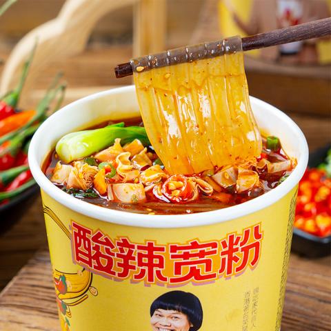 嗨吃家 酸辣粉/宽粉105gx6桶装 红薯粉丝米线夜宵泡面方便速食品整箱 图片 5