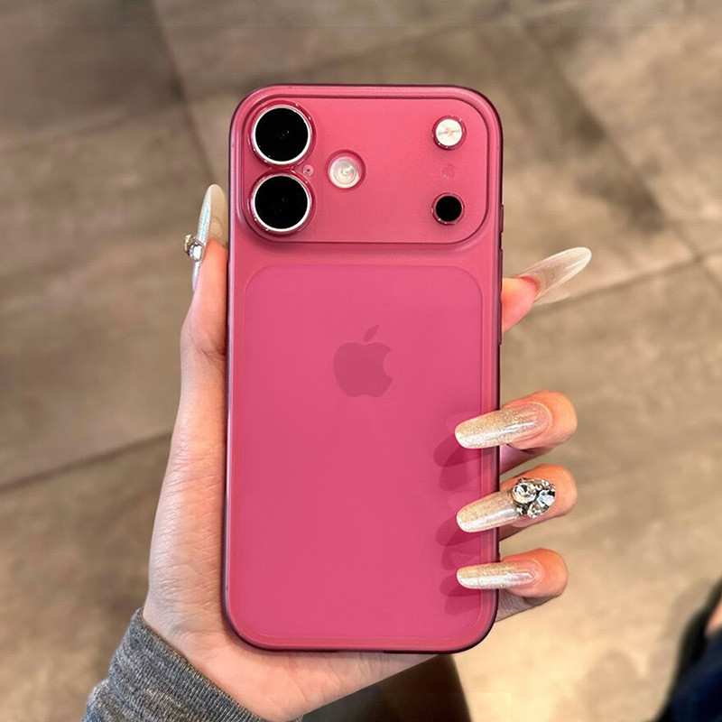 优思顿 适用苹果17promax手机壳iphone17新款樱桃红简约17pro磨砂大视窗