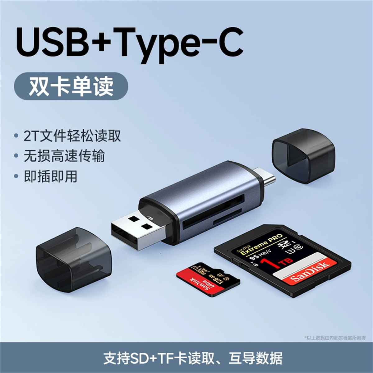 能适 usb3.0高速读卡器储存卡适用苹果15手机单反相机sd卡tf卡多功能