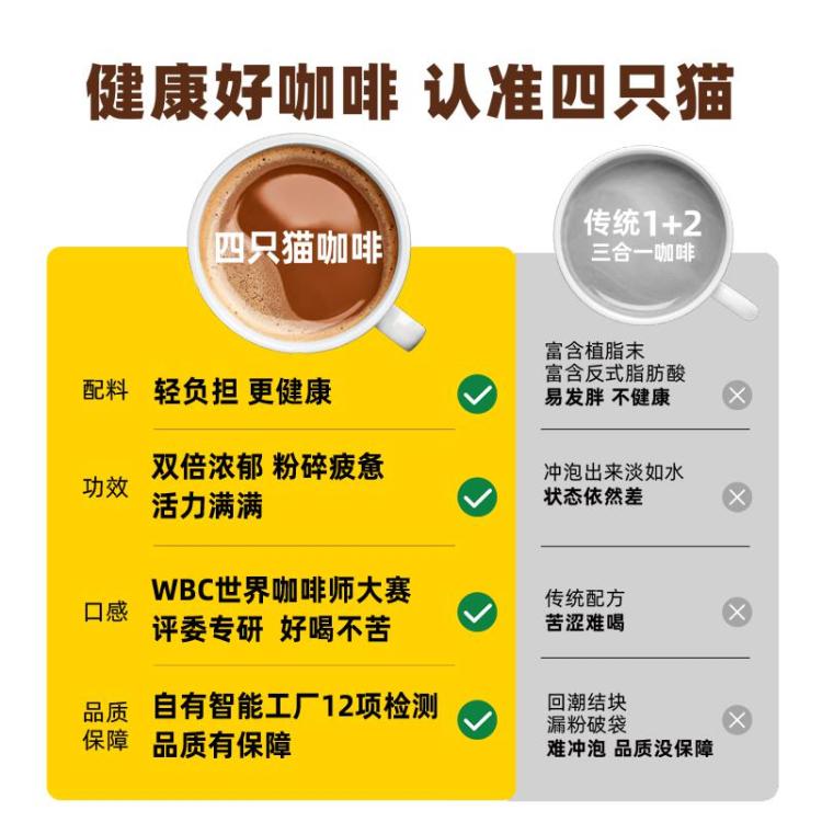 四只猫 【25条】蓝山拿铁三合一速溶咖啡 办公学习提神饮品 图 4