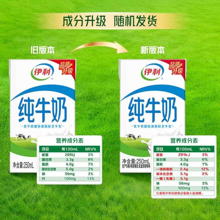 伊利yili 【2箱】伊利纯牛奶250ml*18盒整箱中秋礼盒早餐营养牛奶