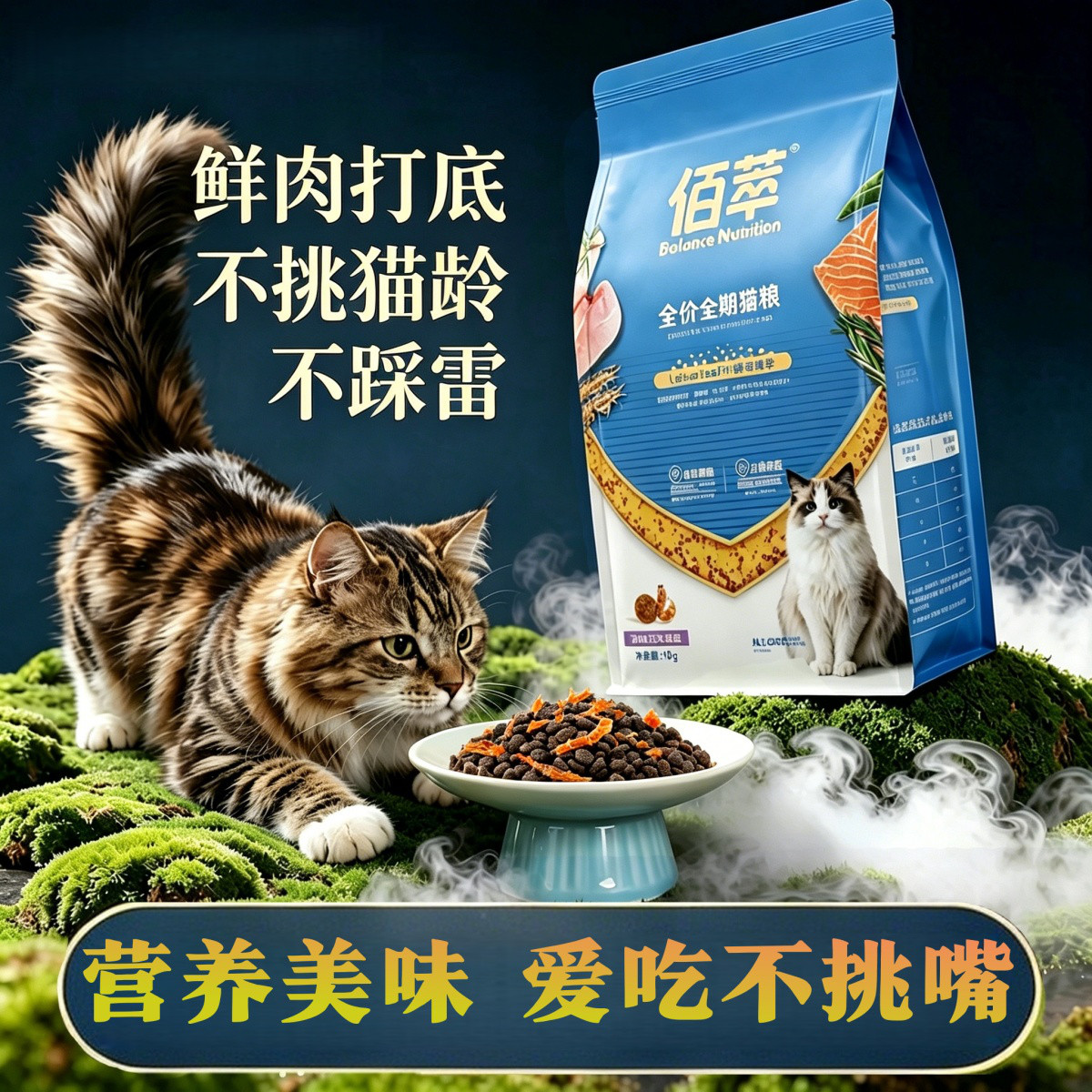 佰萃 经典爆款】猫粮金标三文鱼磷虾蛋黄鳀鱼成猫幼猫鲜肉全阶段猫主粮