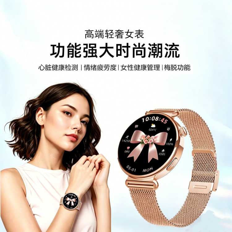 音士顿 华为苹果适用女士智能手表体温检测通话血氧心率运动支付语音助手