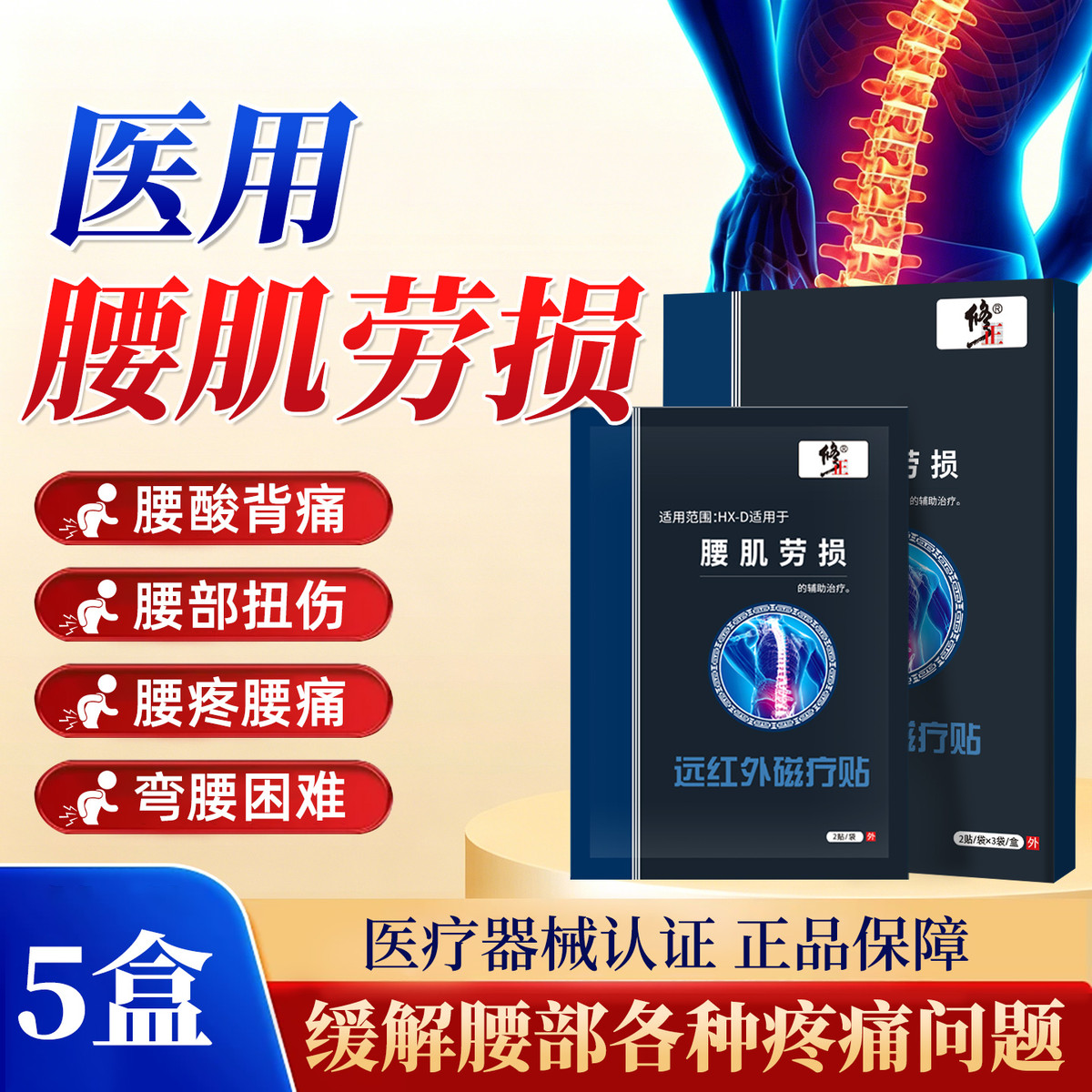 修正 腰肌劳损专用膏贴腰疼腰痛腰酸背痛久坐贴膏腰部劳损疼痛贴膏