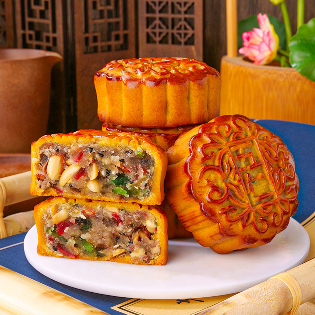 Cafine 【5枚】老式五仁味月饼400g 传统广式月饼儿时怀旧果仁糕点点心