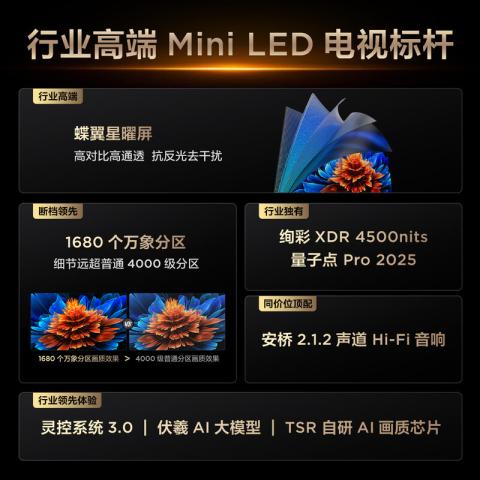TCL 电视 Q9L Pro QD-Mini LED蝶翼星曜屏万象分区55/65/75/85/98英寸 图片 4