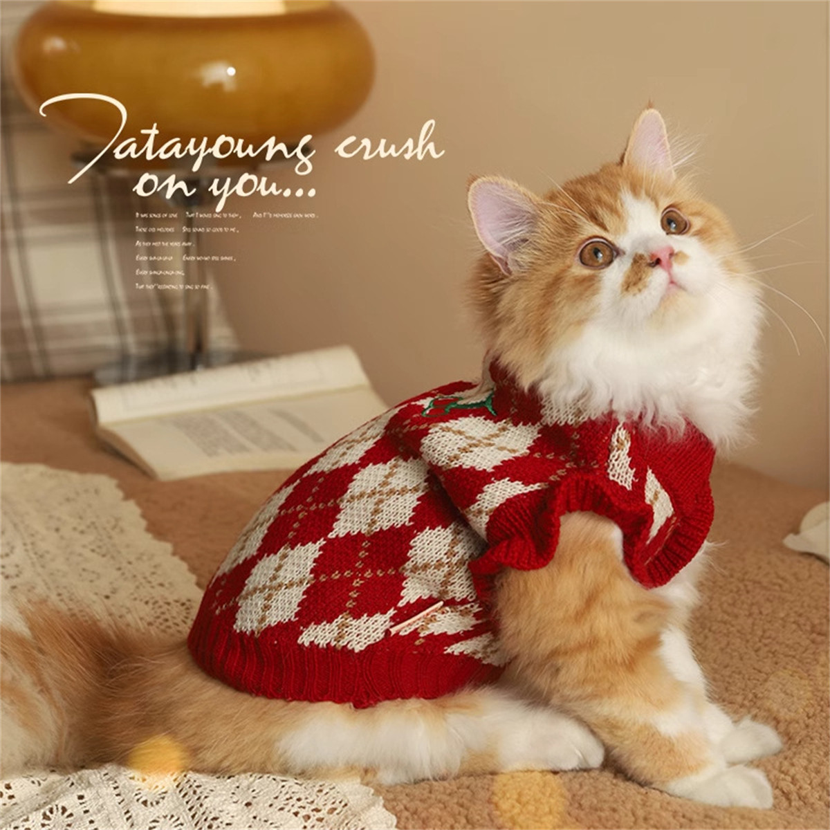 HOOPET 猫咪衣服新年的猫猫布偶秋冬德文毛衣宠物冬天狗狗小猫保暖狗冬季