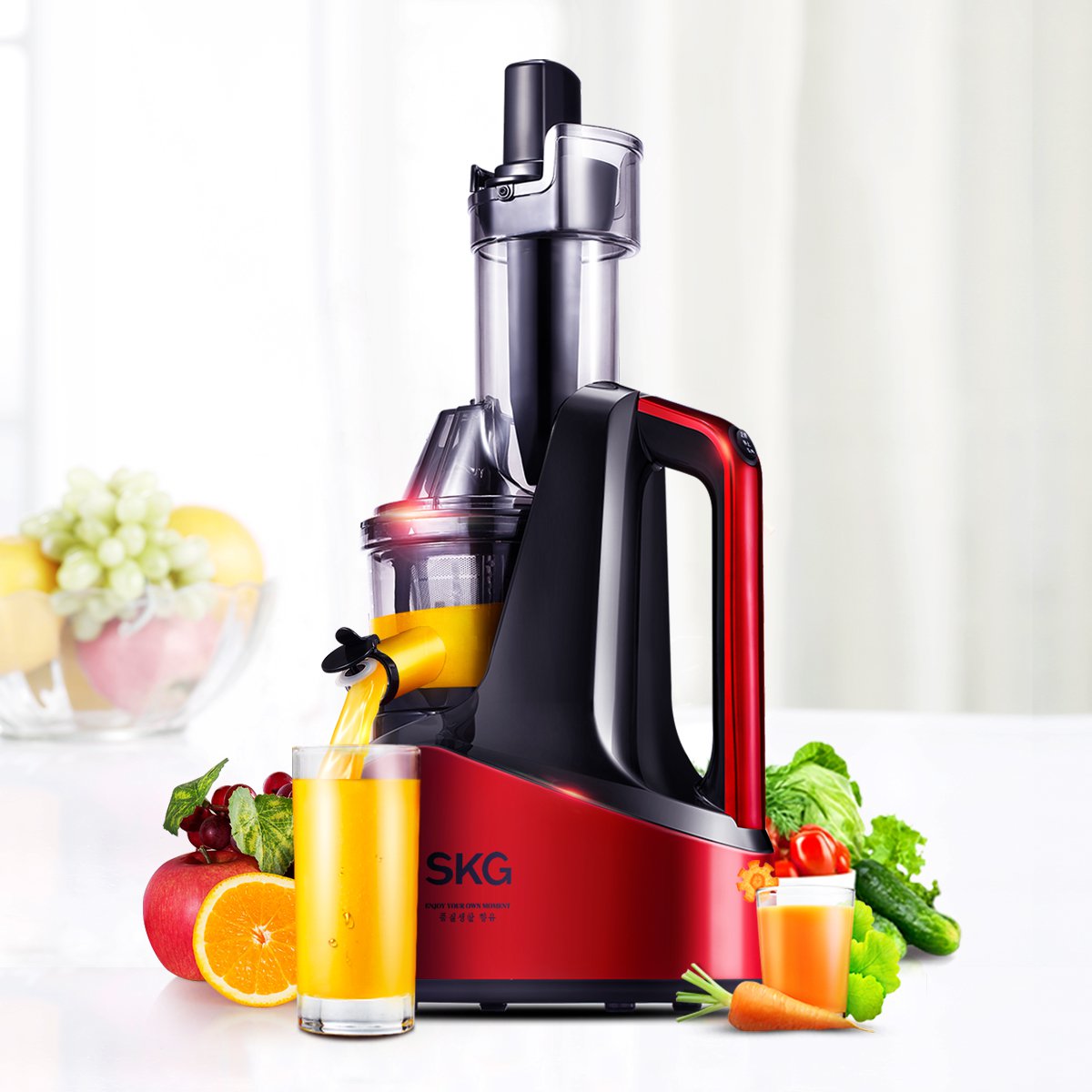 【大口径大扭力】skg2081多功能大口径家用低速果蔬榨汁机原汁机