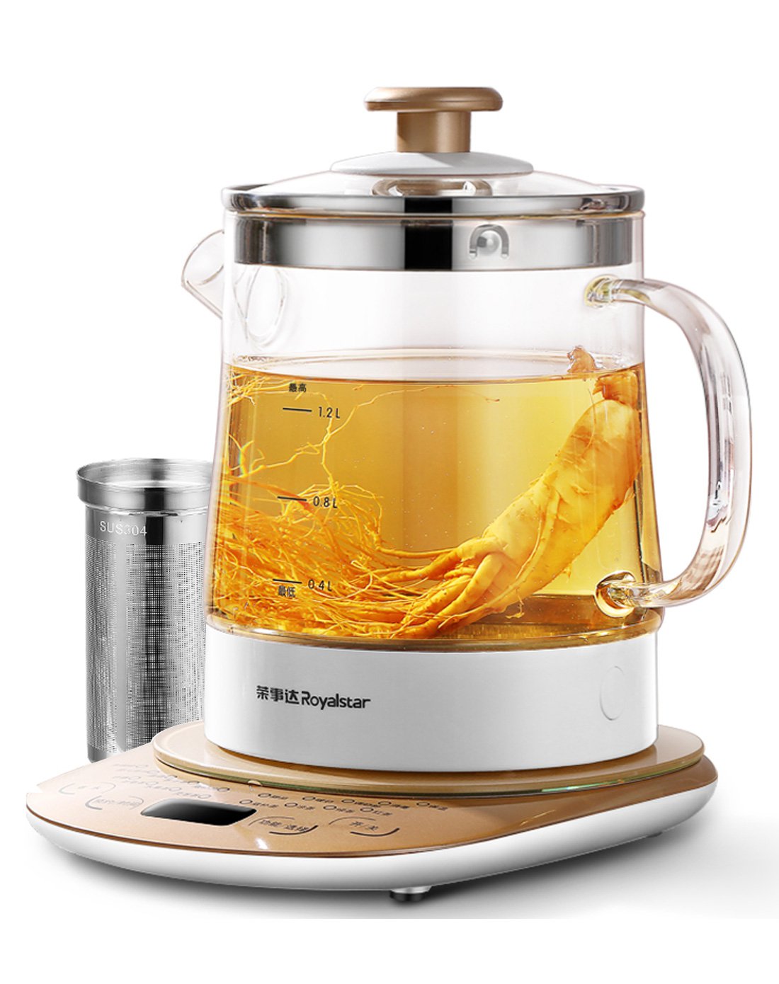 荣事达(royalstar)养生壶玻璃加厚1.2l全自动多功能煮茶器ysh12q