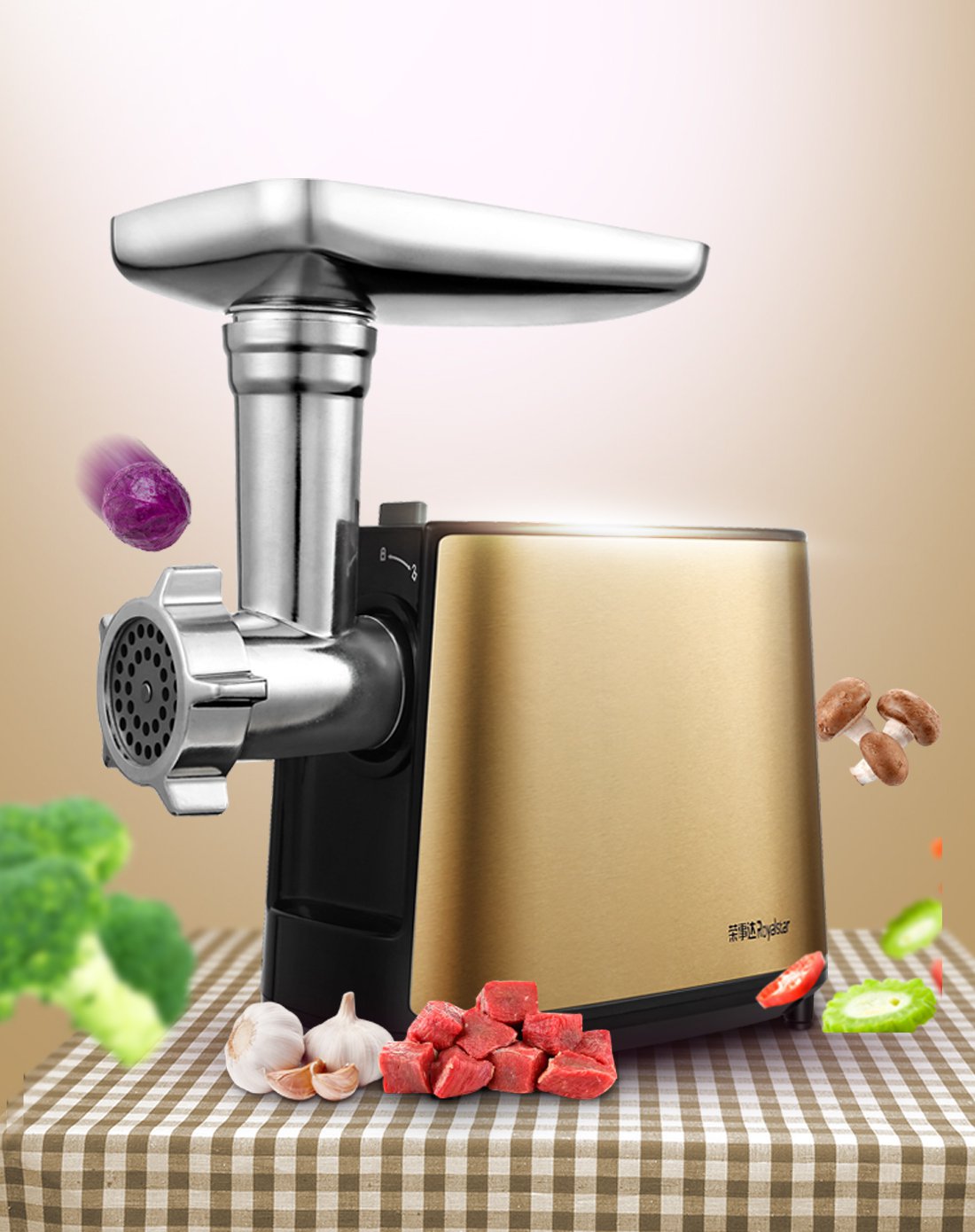 荣事达rs-jr09a家用多功能卧式彩钢碎肉绞肉机